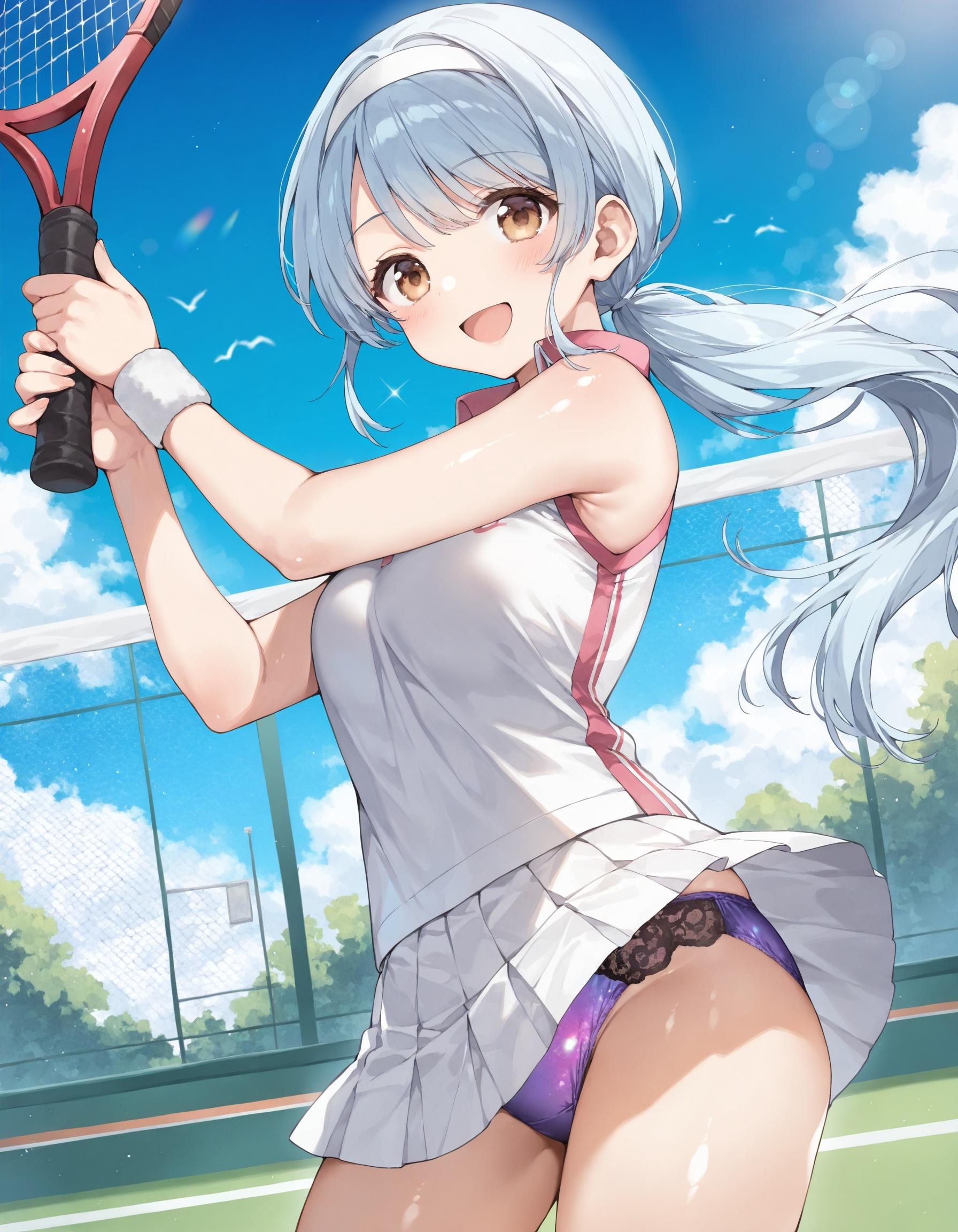 テニスウェアでパンチラ