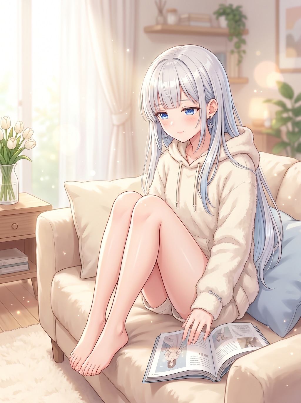 ソファでのんびり読書タイム