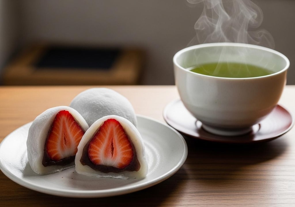 デザートの苺大福