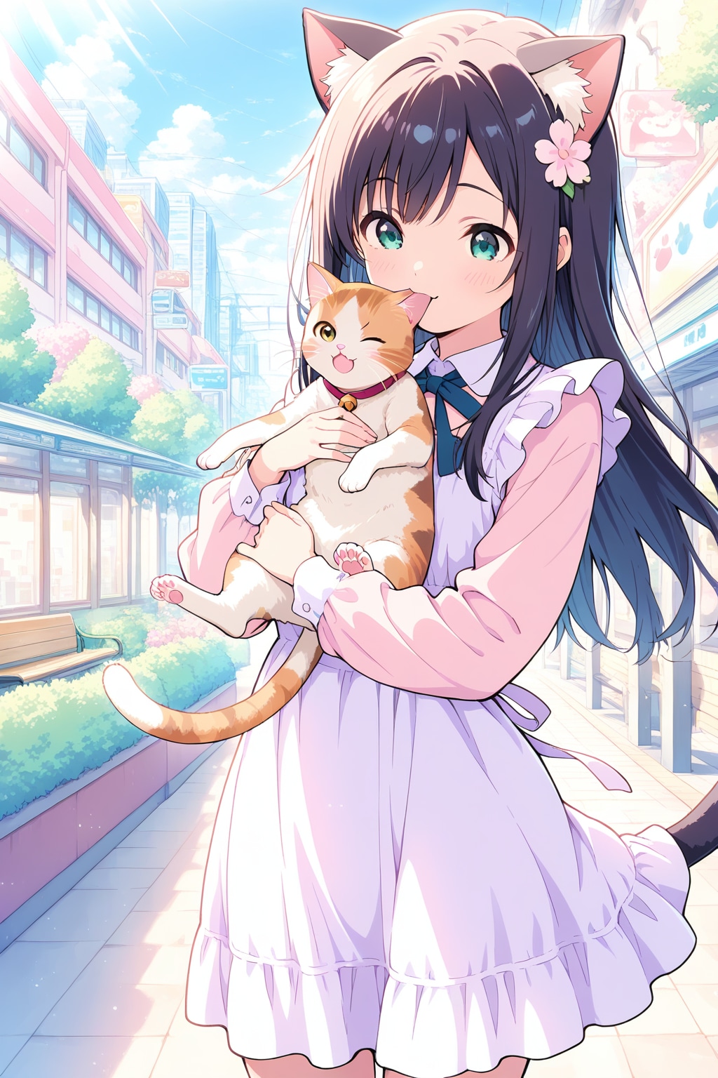 猫耳娘と猫 | の人気AIイラスト・グラビア