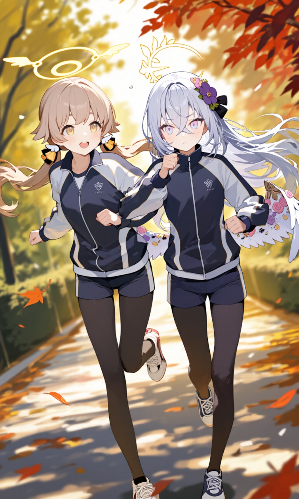 ヒフミとアズサ　寒いからタイツとジャージ3