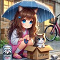 雨の日、猫に会った小さな女の子 4枚目