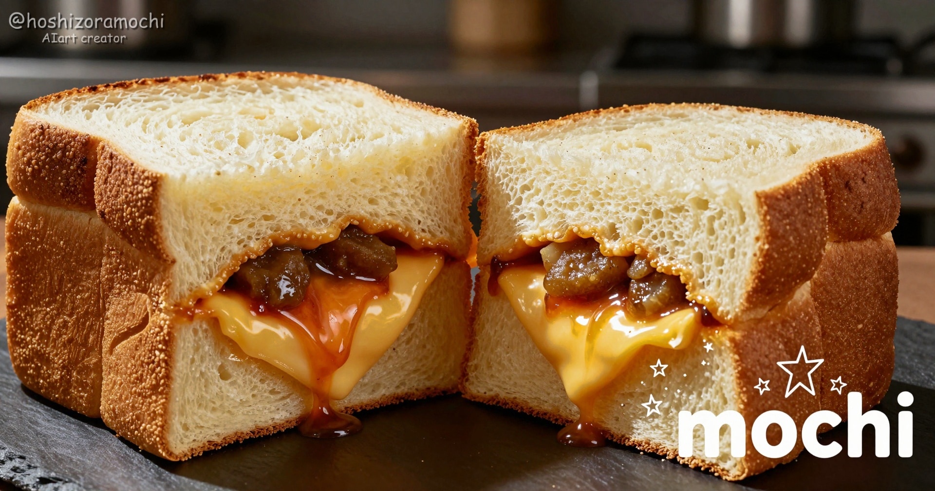 肉汁チーズが溢れ出す！極厚サンド🥪