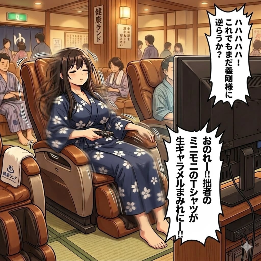 健康ランドでくつろぐ宣子ちゃん