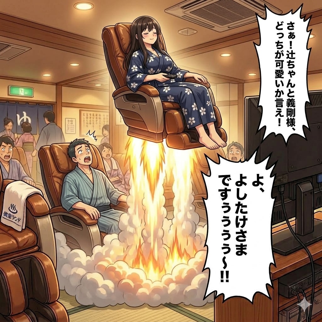 健康ランドでくつろぐ宣子ちゃん