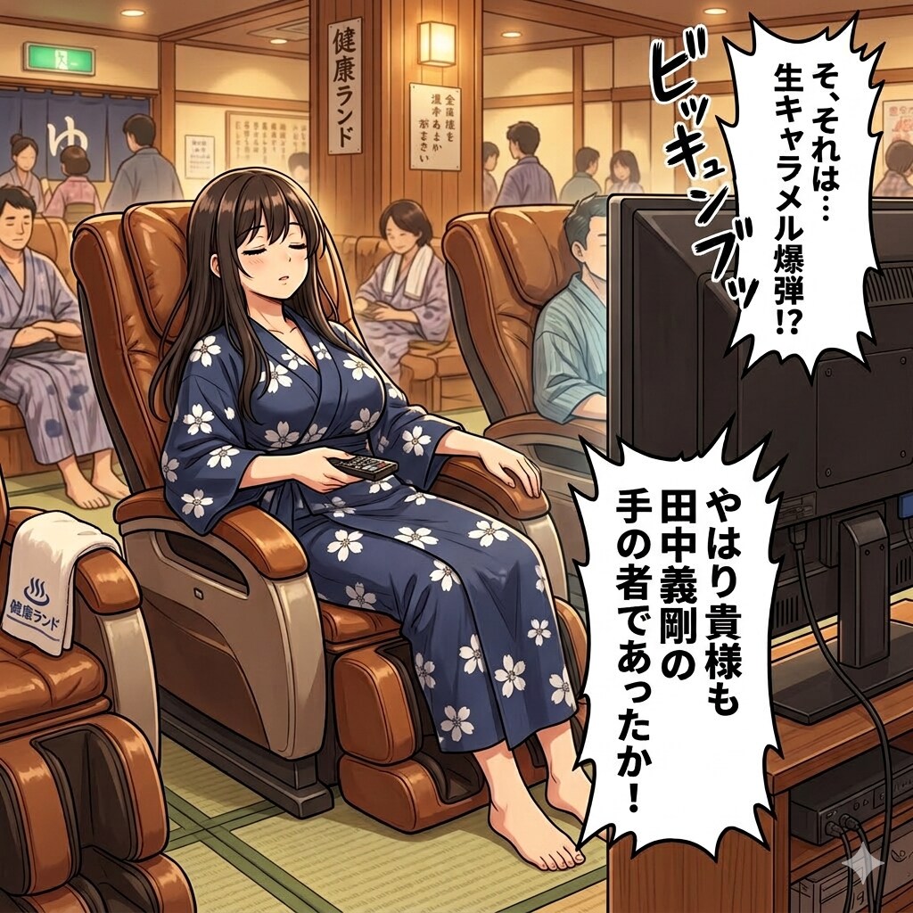 健康ランドでくつろぐ宣子ちゃん | の人気AIイラスト・グラビア