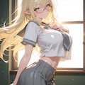 へそ出し金髪エルフさん♪ 4枚目