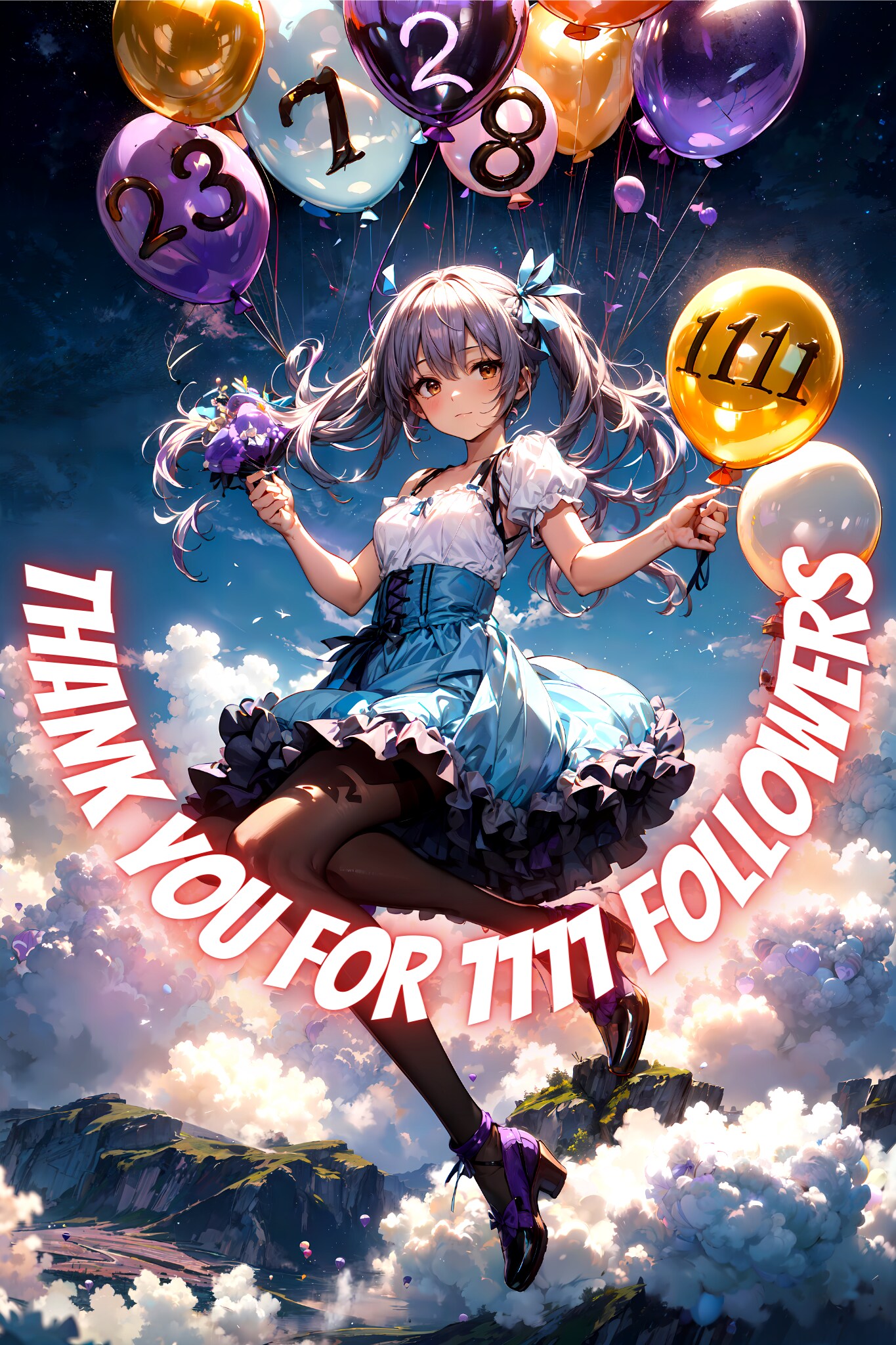 Twitterのフォロワーさん1111人到達記念イラストです