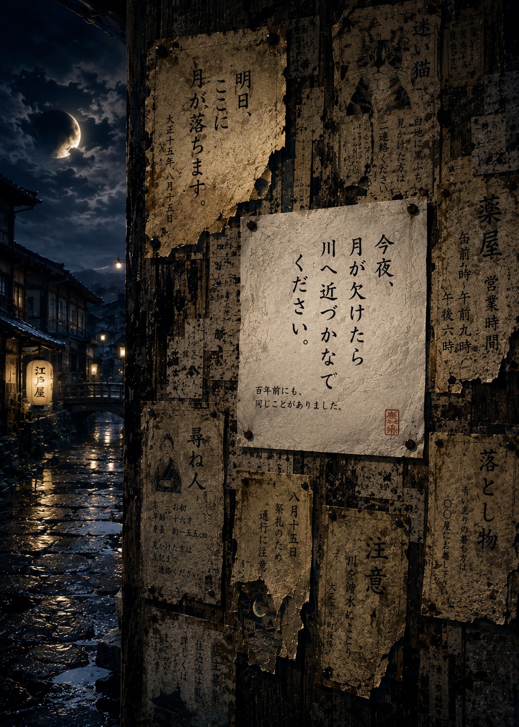 『月落ちの張り紙』