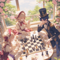 お茶会でチェスを楽しむロリィタの集い 2枚目