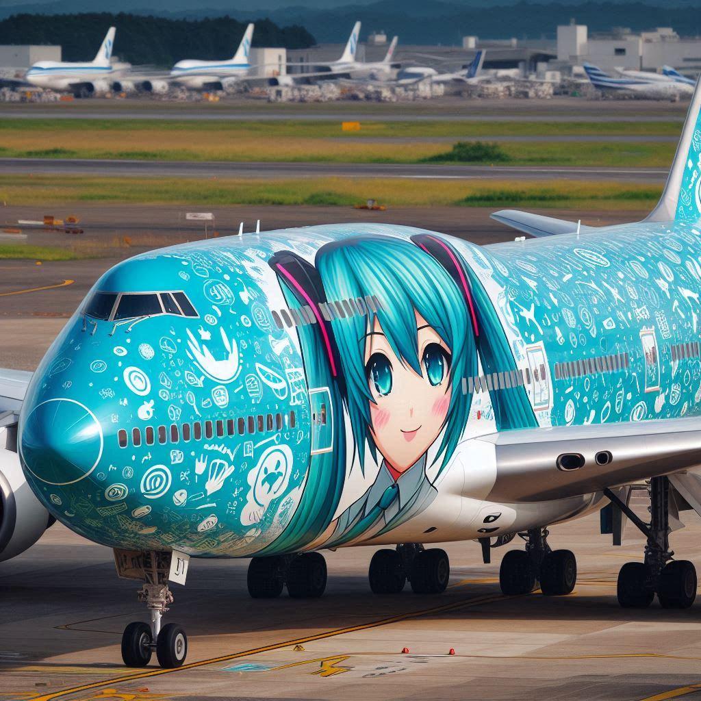 初音ミク柄のボーイング747 | の人気AIイラスト・グラビア