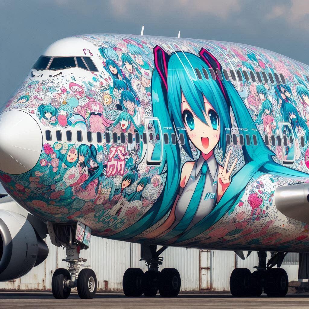 初音ミク柄のボーイング747