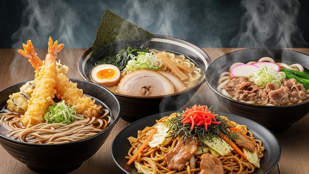 摩訶不思議食堂の4種の麺類セット