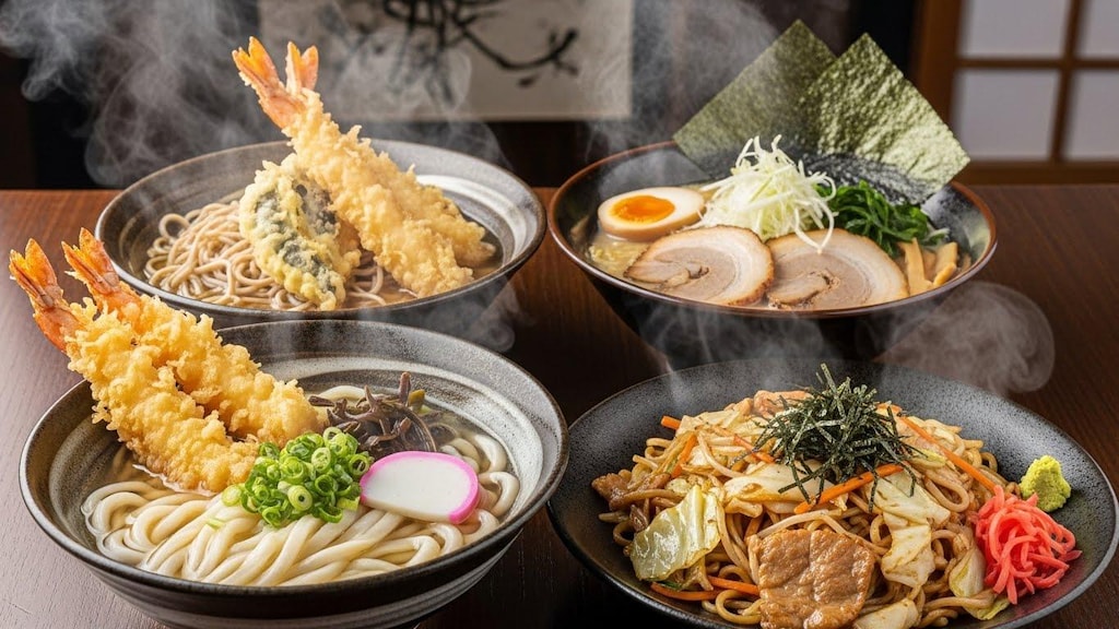 摩訶不思議食堂の4種の麺類セット