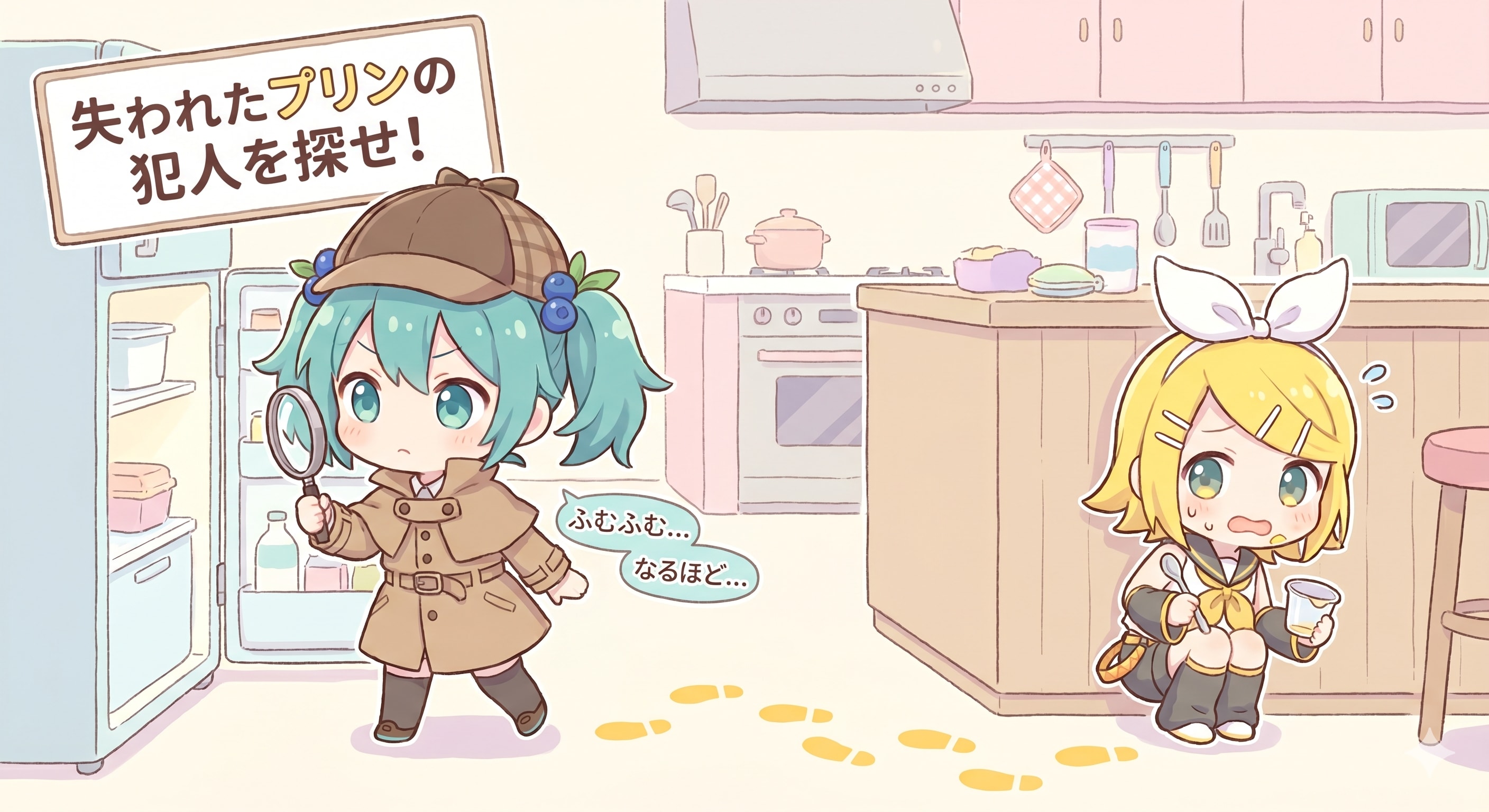 名探偵ミクちゃんの 追跡！冷蔵庫から消えた甘い秘宝 | の人気AIイラスト・グラビア