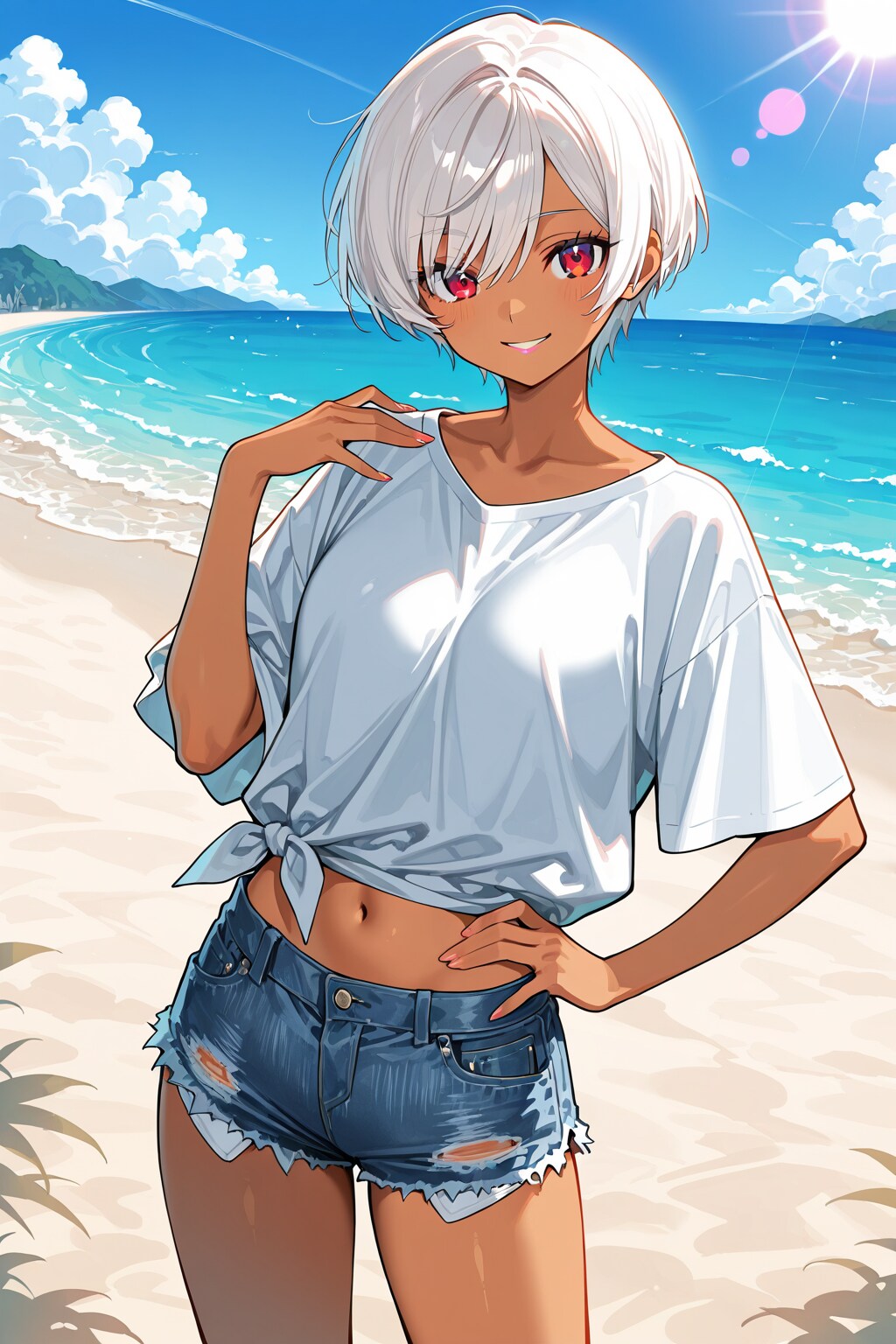 白髪褐色の女の子