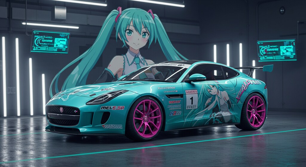 初音ミクとジャガークーペ