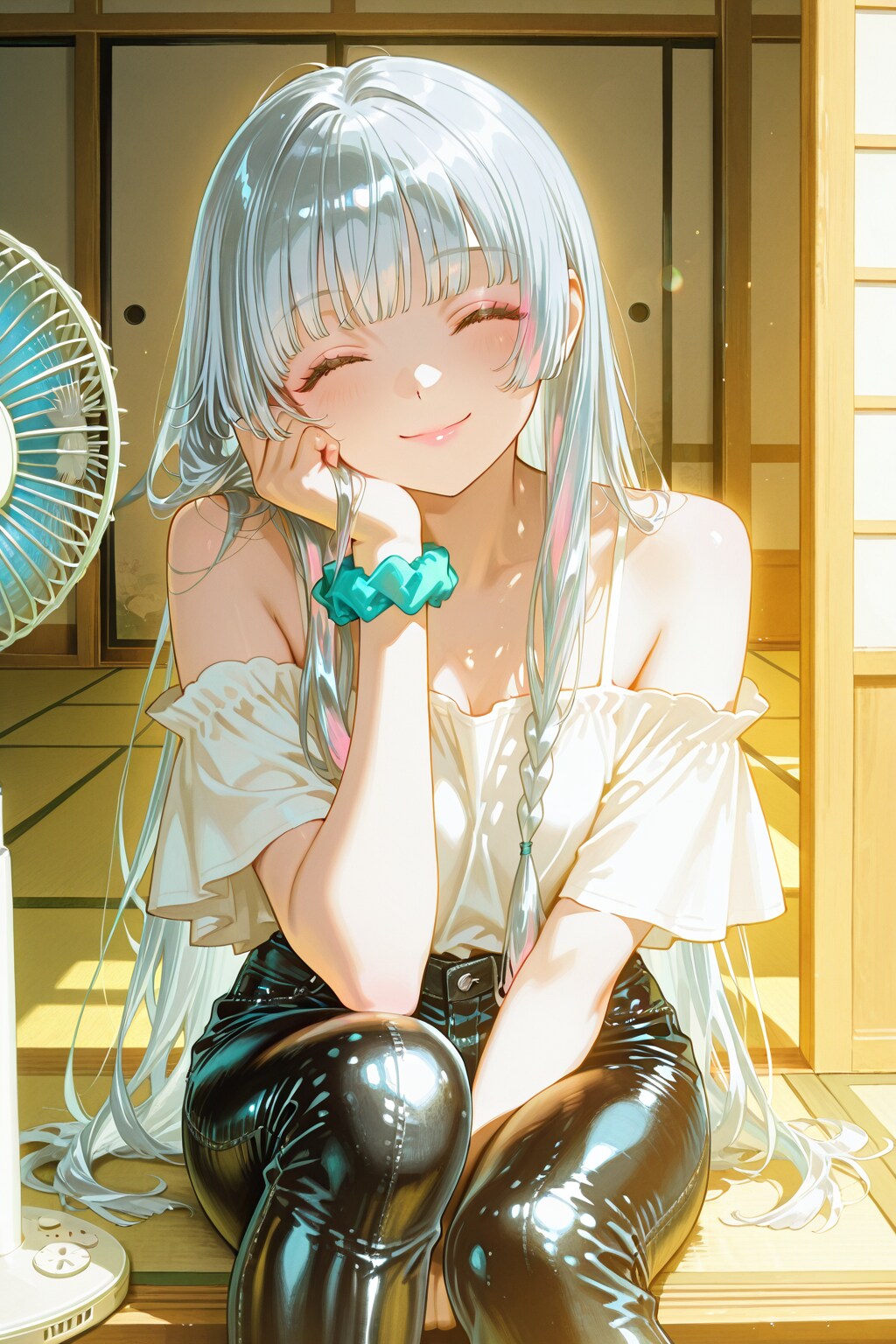 扇風機取っておいて良かったぁ～❤️う〜ん❤️涼しいわね❤️