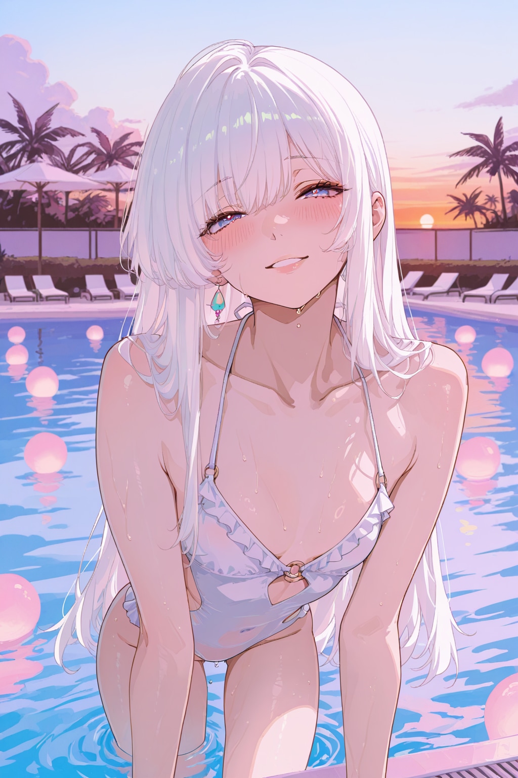 夕暮れのプールにて