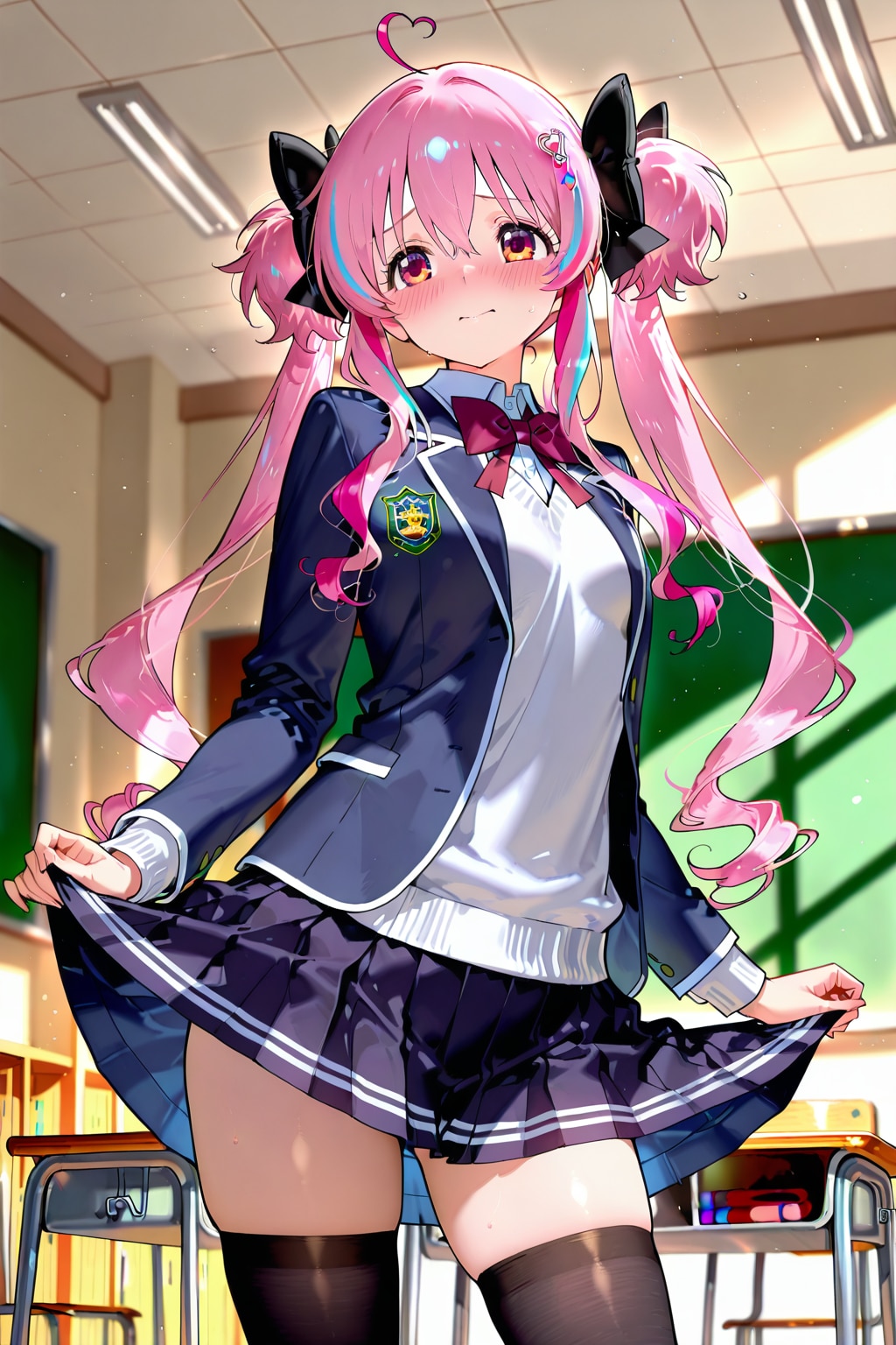 ピンク髪ピンク目