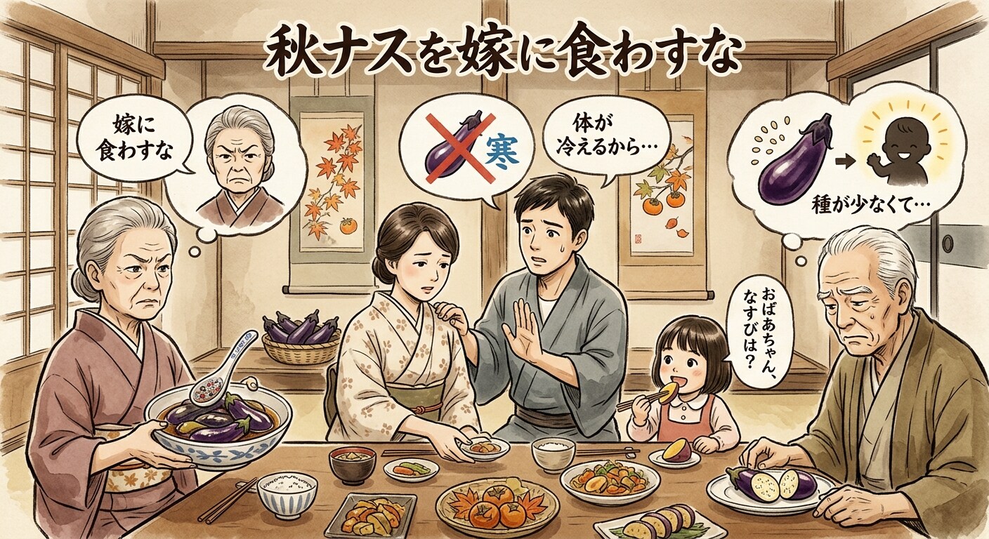 「秋ナスを嫁に食わすな」3つの説 | の人気AIイラスト・グラビア
