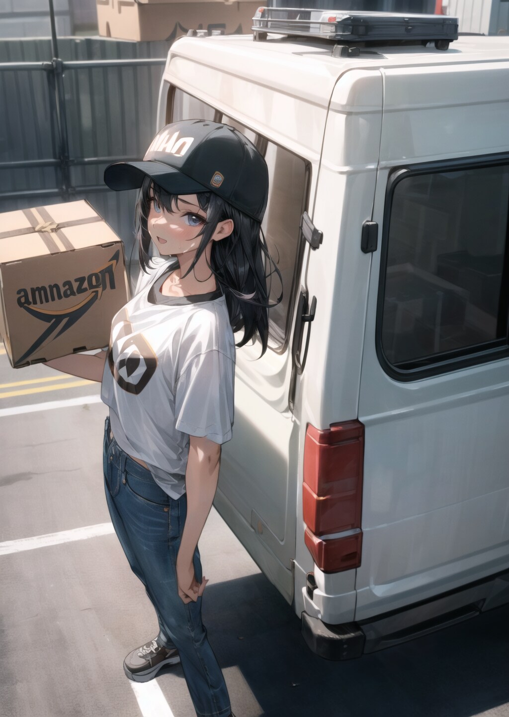 個人配送業のお姉さん