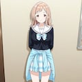 制服姿（セーラー服）にカーディガン腰巻をしている櫻木真乃 2枚目