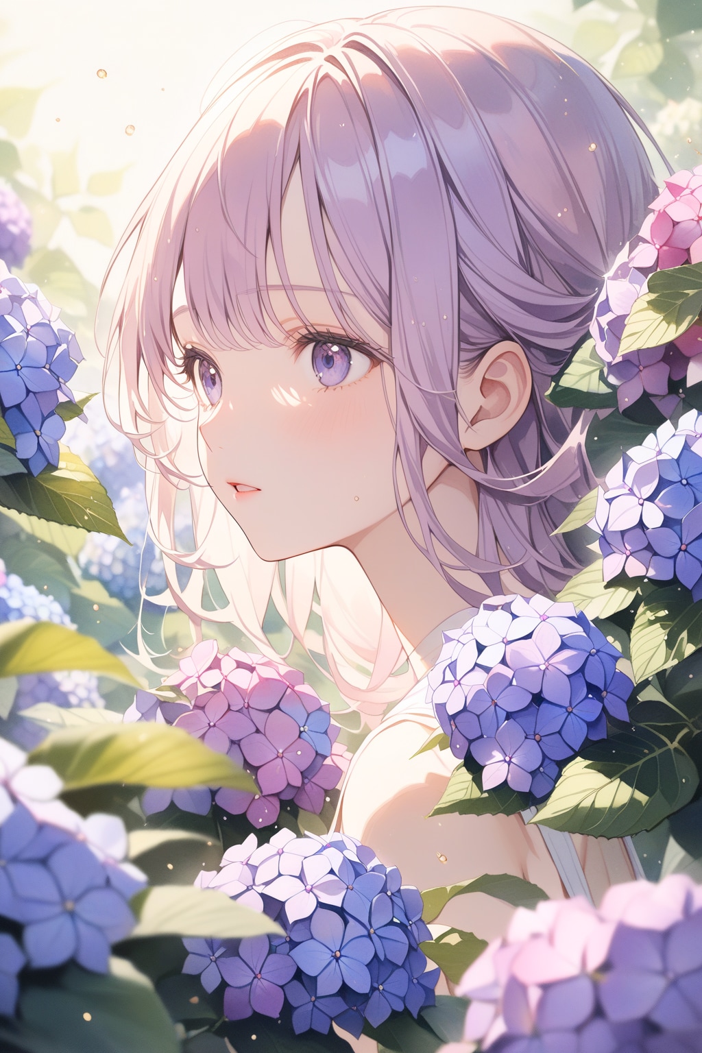 少女漫画風『紫陽花と少女』