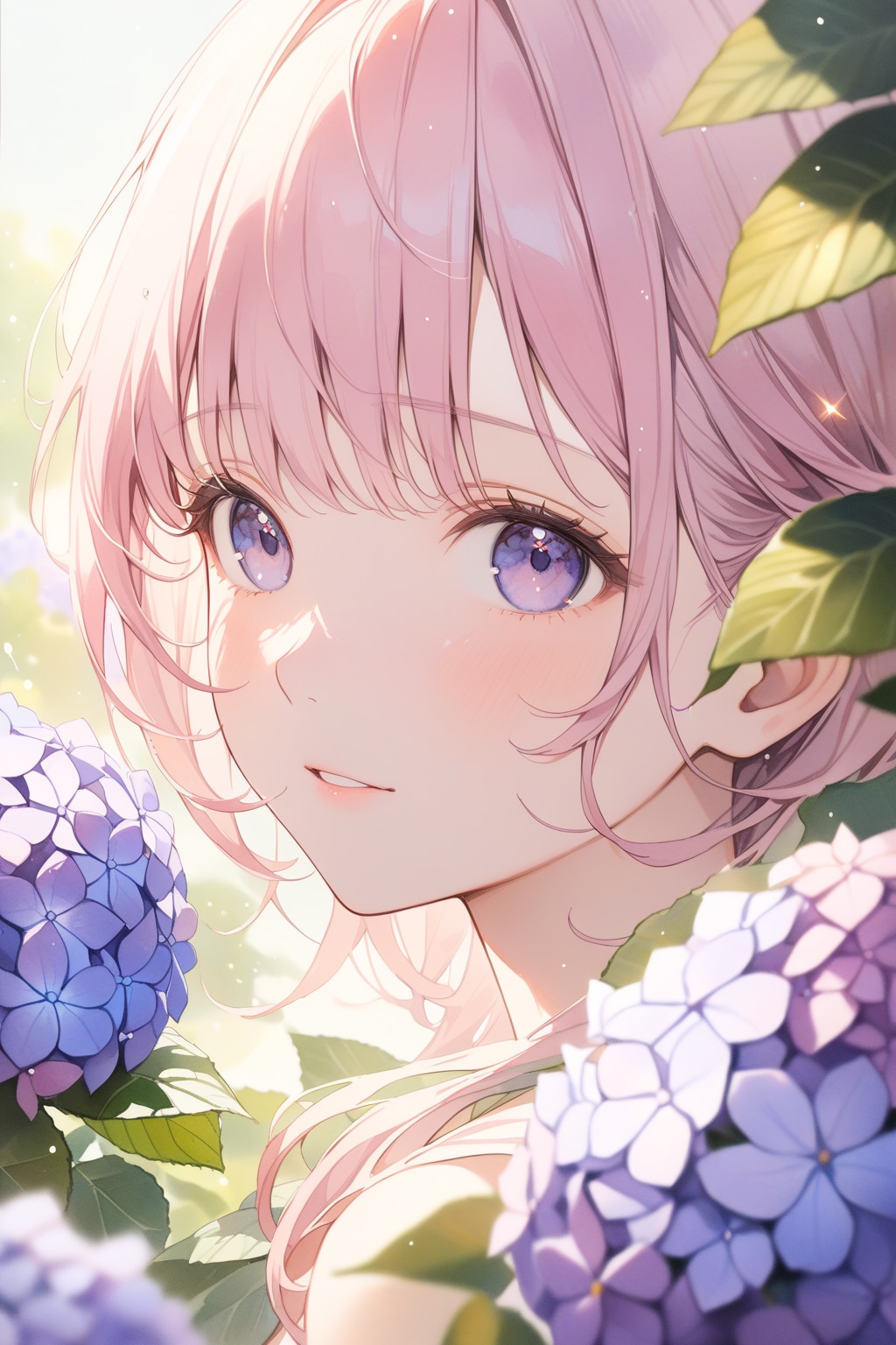 少女漫画風『紫陽花と少女』