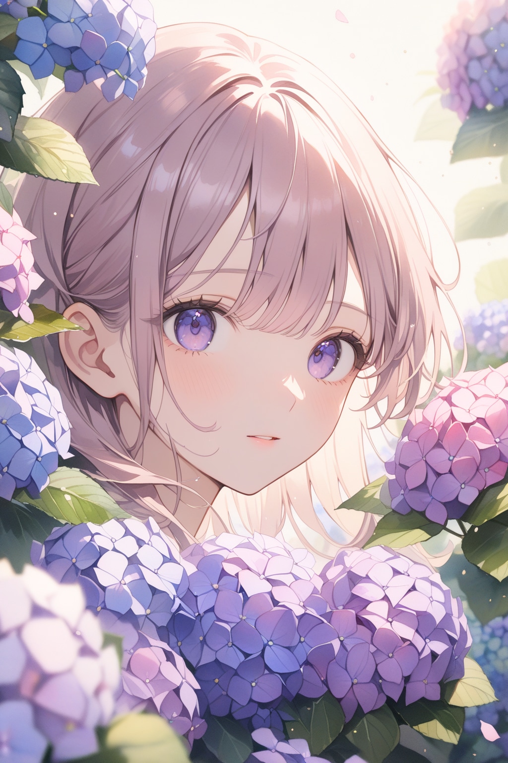 少女漫画風『紫陽花と少女』