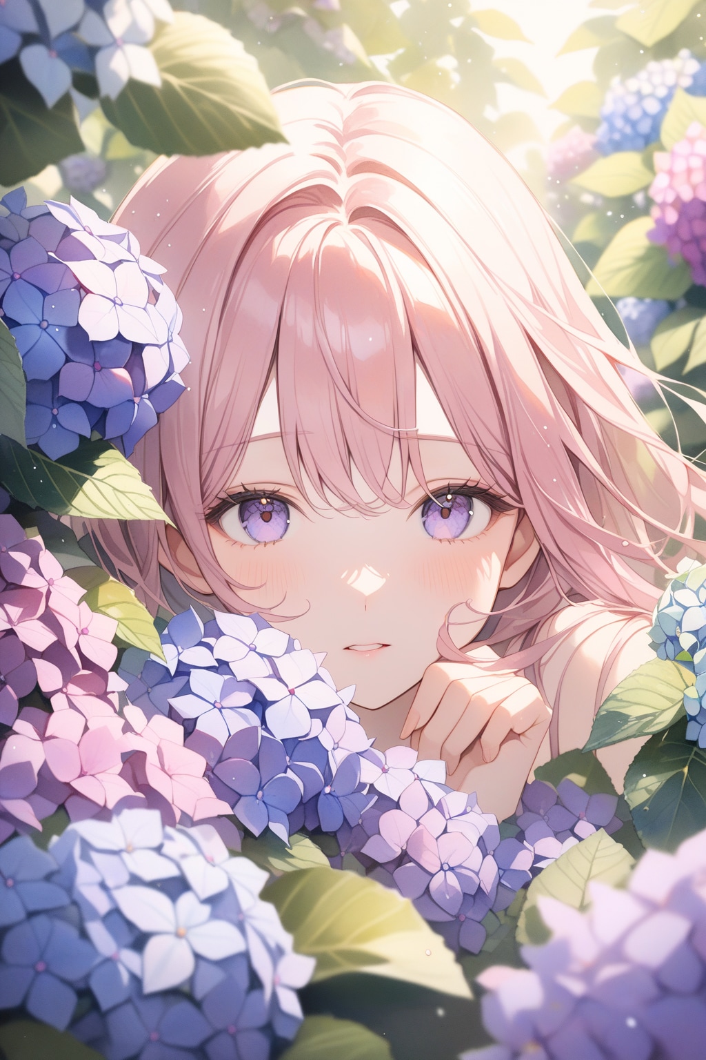 少女漫画風『紫陽花と少女』