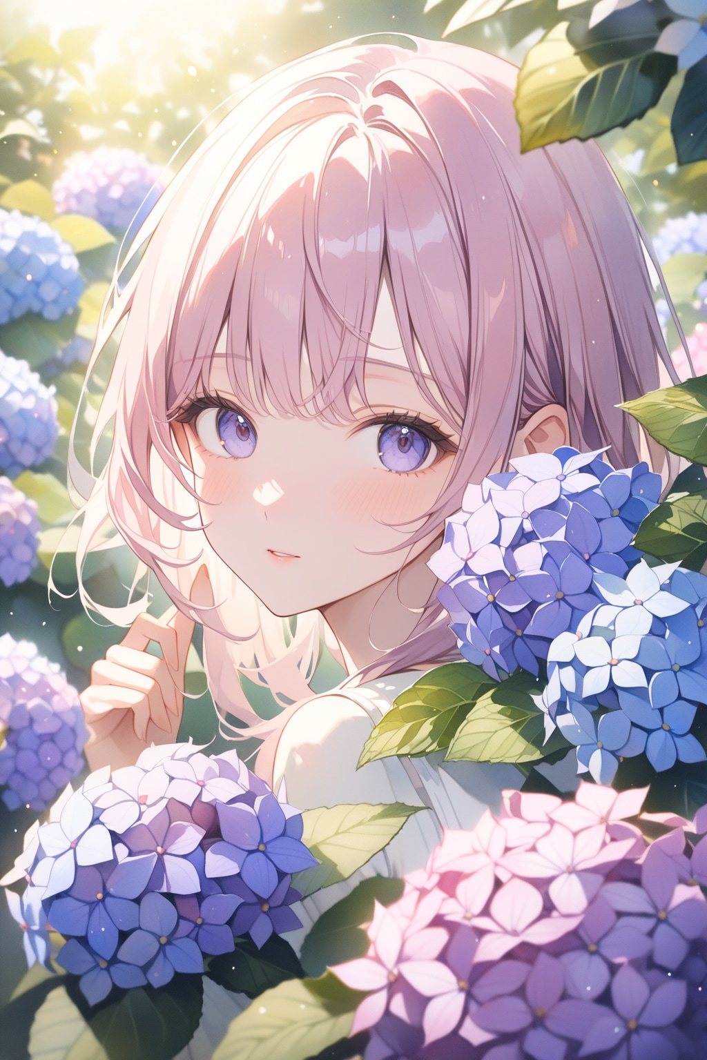 少女漫画風『紫陽花と少女』