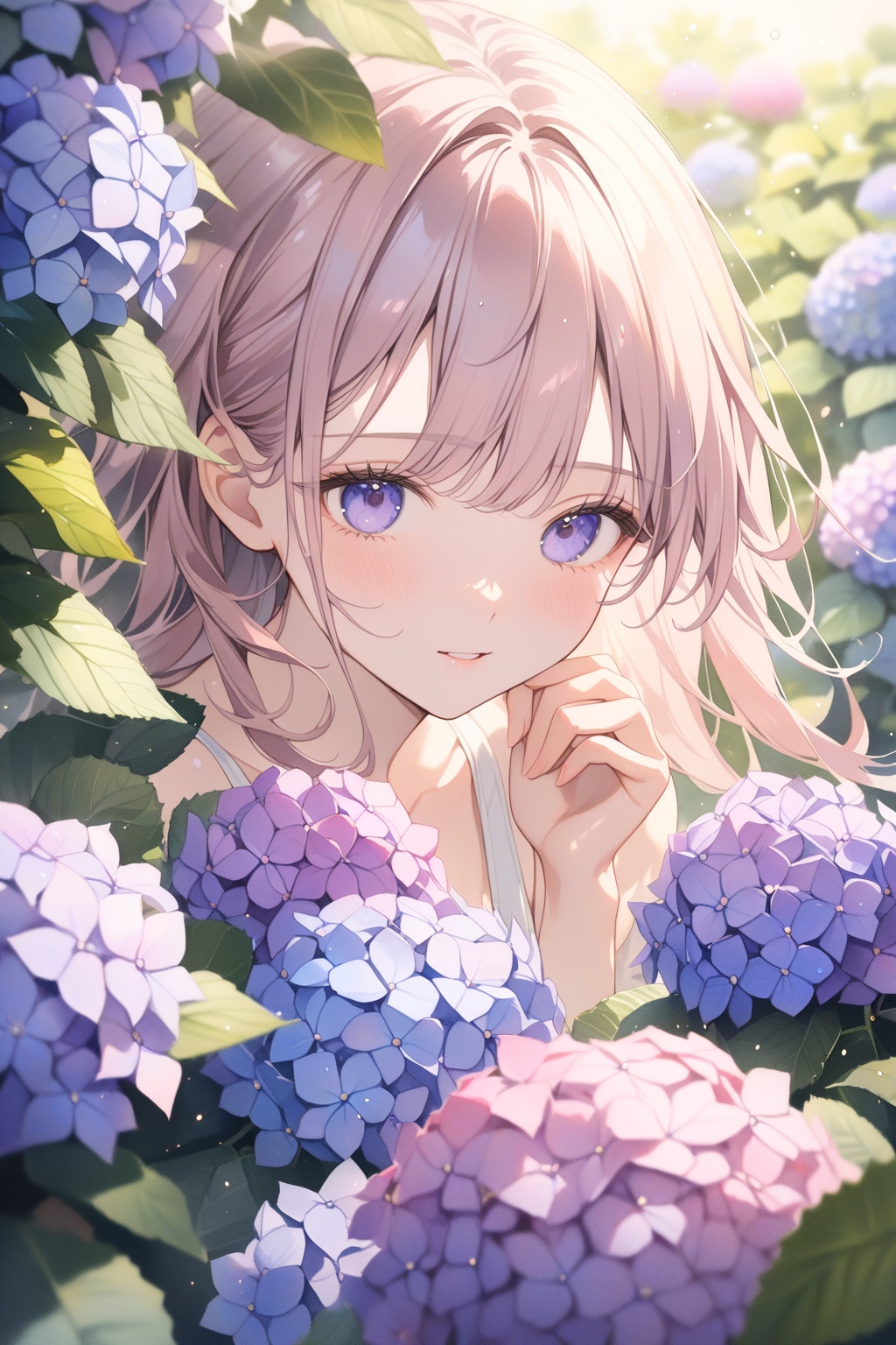 少女漫画風『紫陽花と少女』