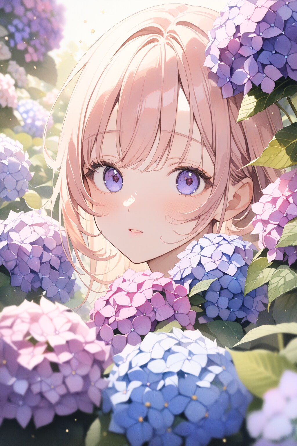 少女漫画風『紫陽花と少女』