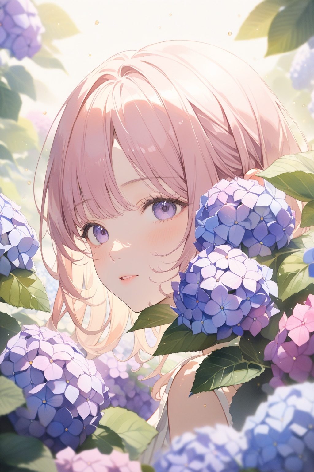 少女漫画風『紫陽花と少女』