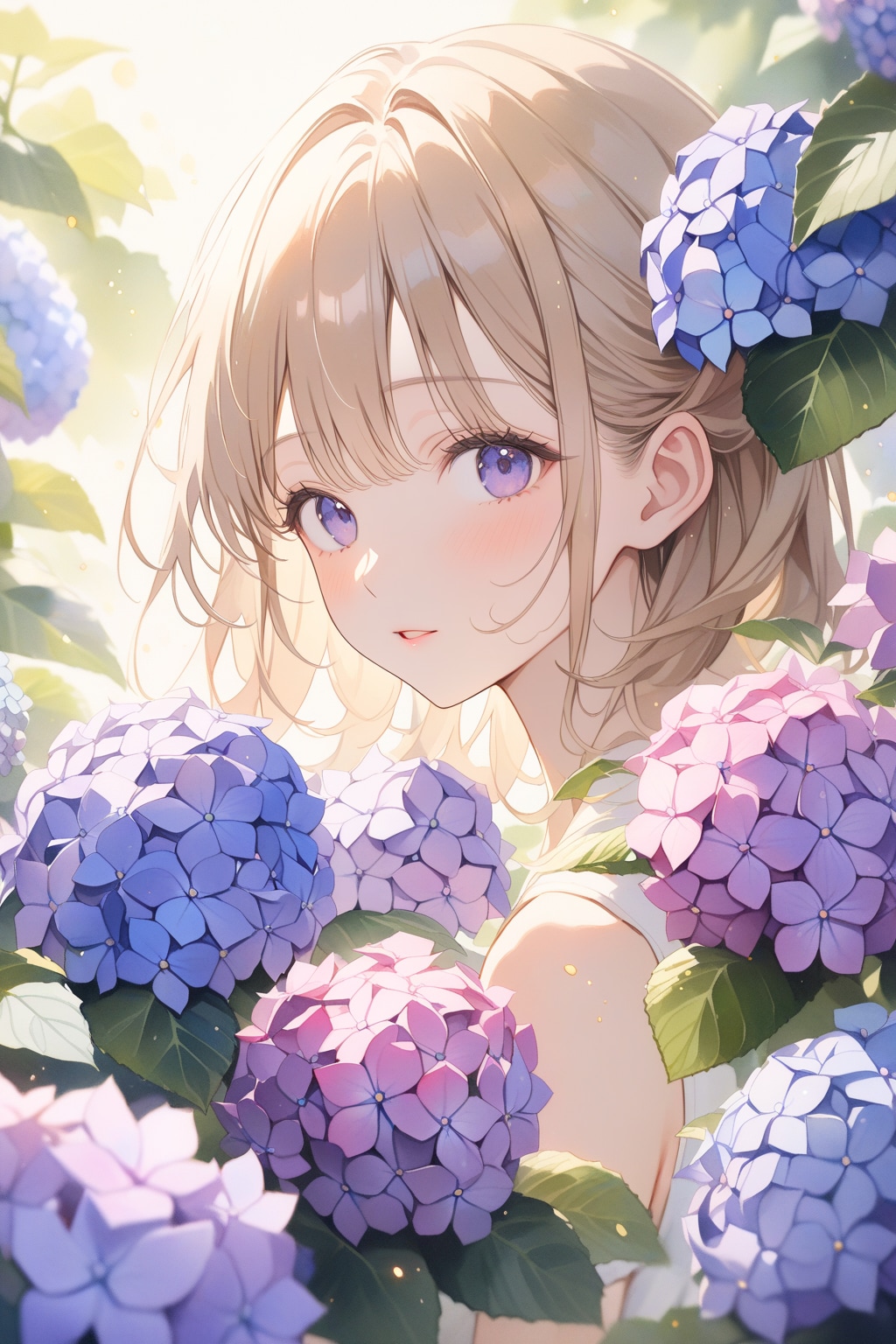 少女漫画風『紫陽花と少女』