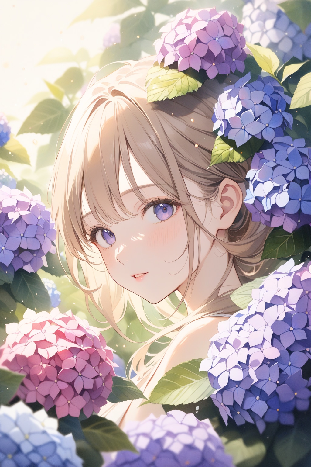 少女漫画風『紫陽花と少女』