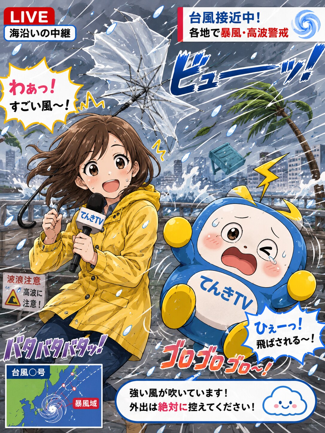 台風の中継🌀 | の人気AIイラスト・グラビア
