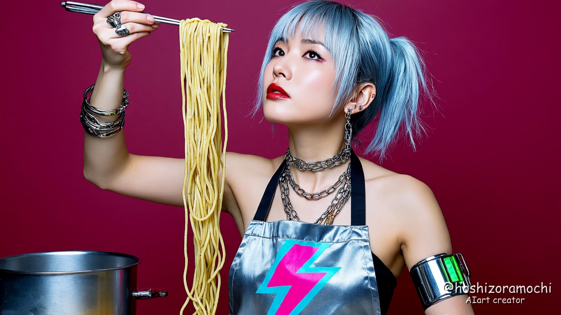 メタリック電流が走る未来麺類イノベーター | の人気AIイラスト・グラビア