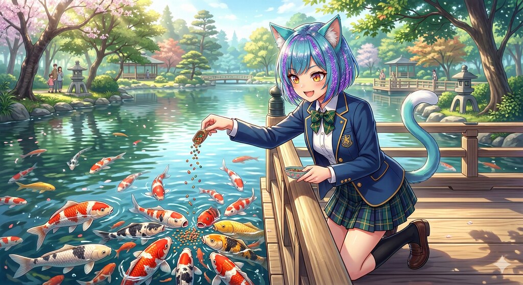 鯉とミケちゃん