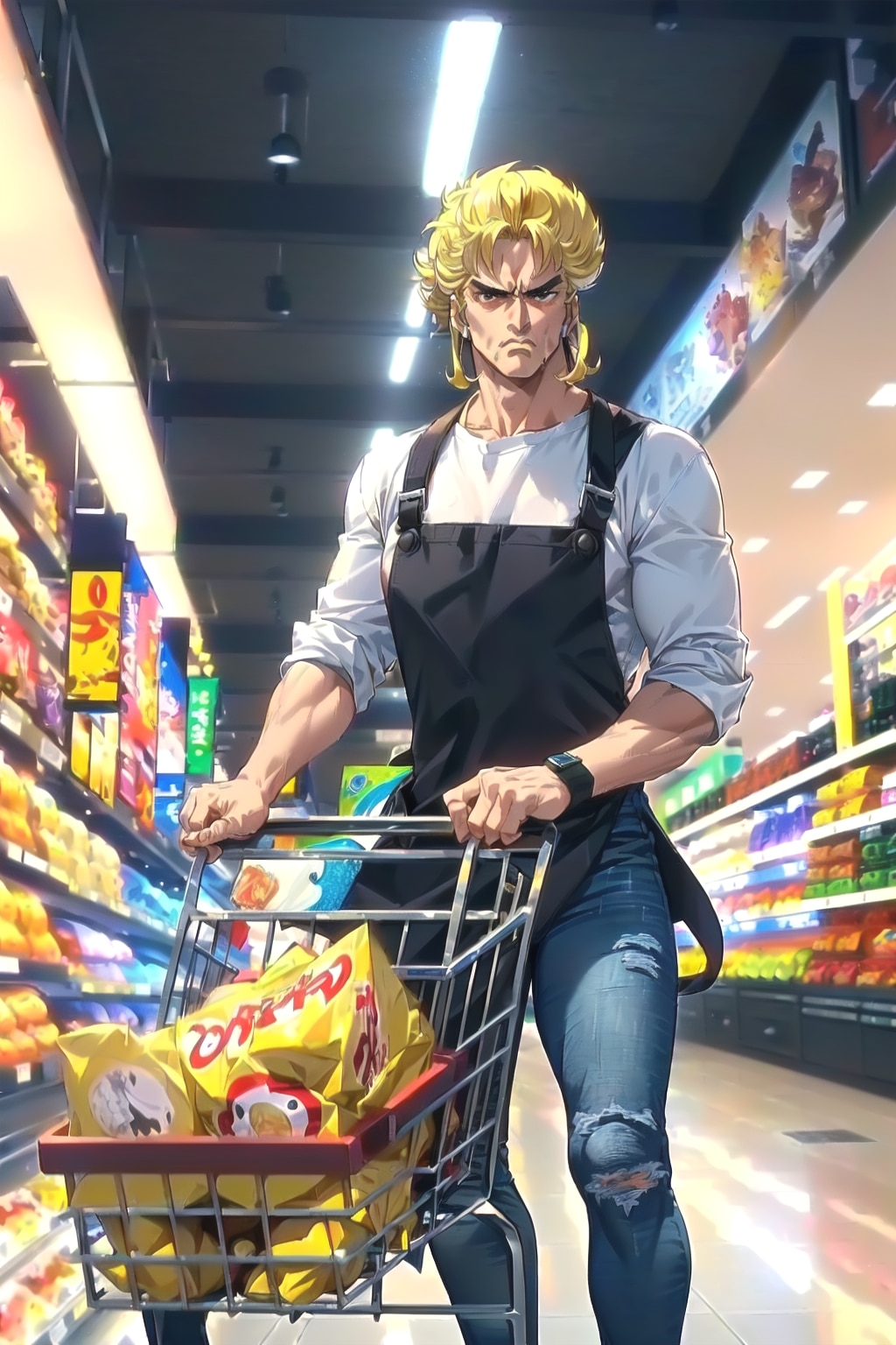 買い物中の店長