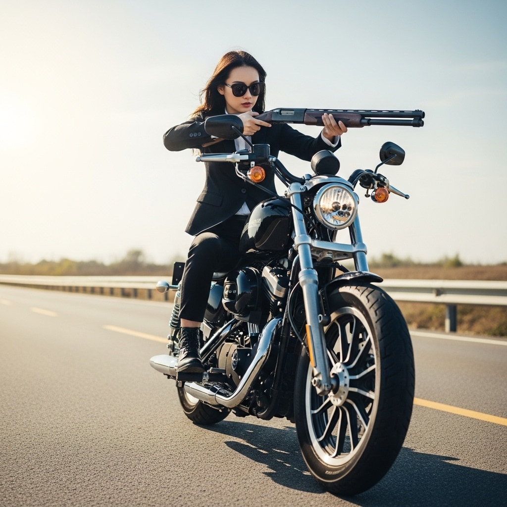 バイクから銃 | の人気AIイラスト・グラビア