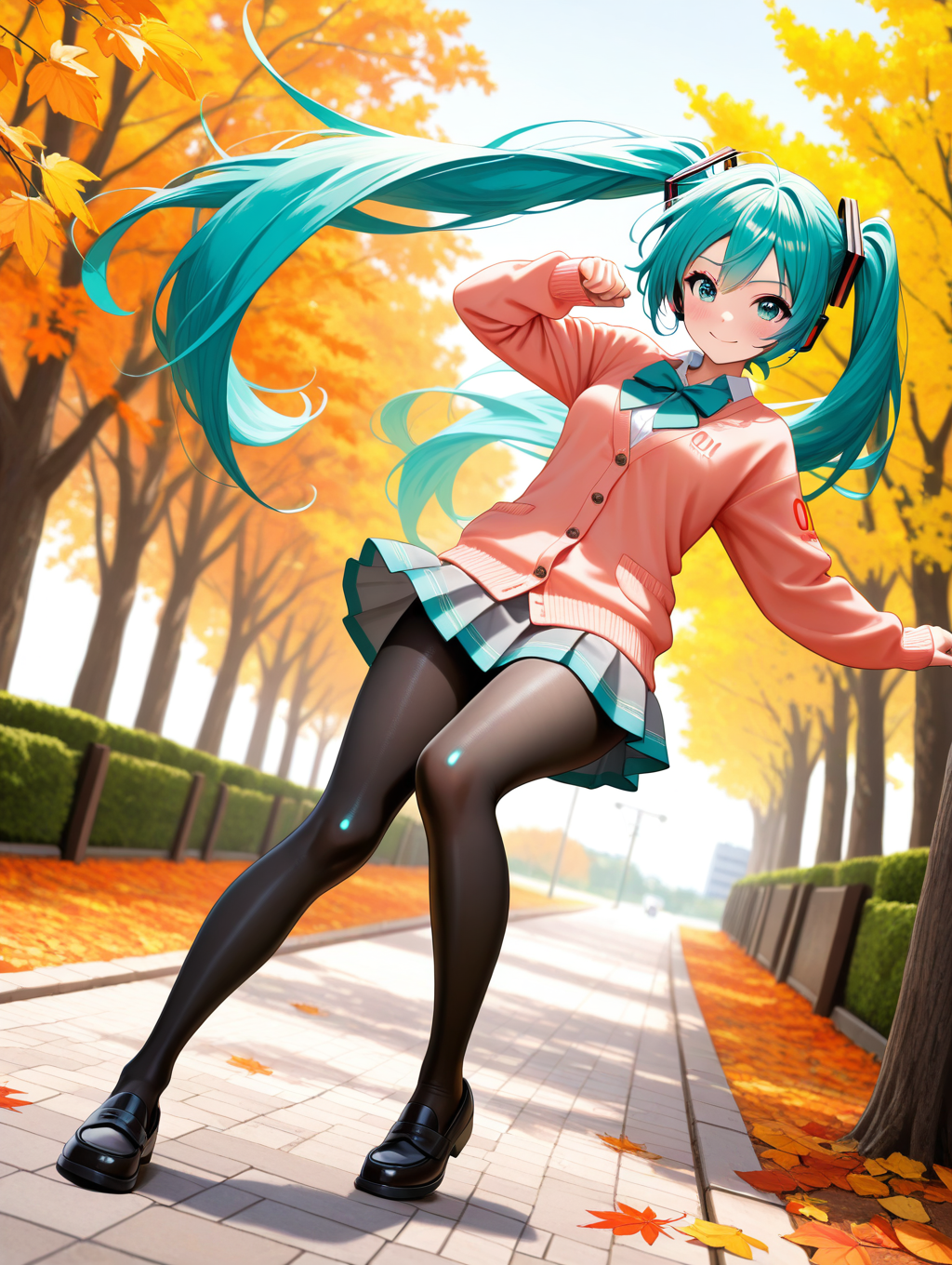 公園ではしゃぐミクさん