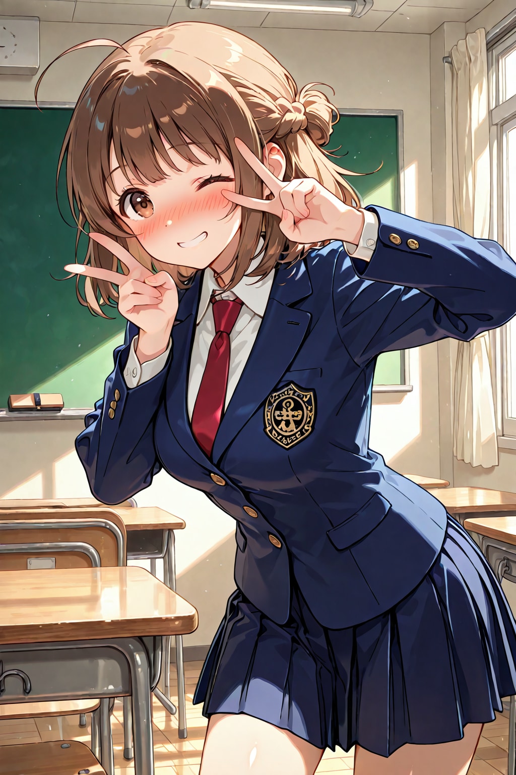 瑞夏ちゃんのはっぴーピース✌️✨+ダサ制服 | の人気AIイラスト・グラビア