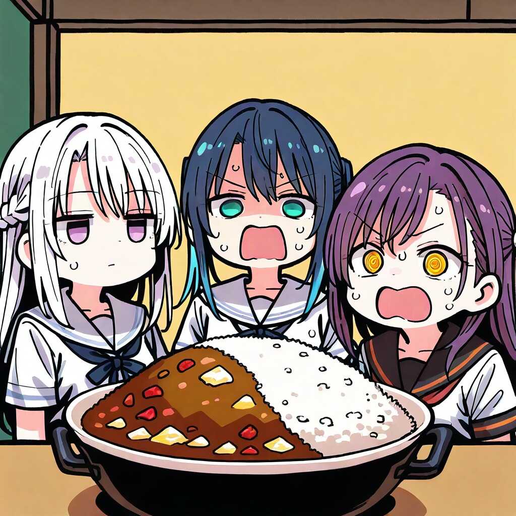 汗だく女学生たちとカレー