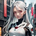街中の白髪メカ娘 3枚目