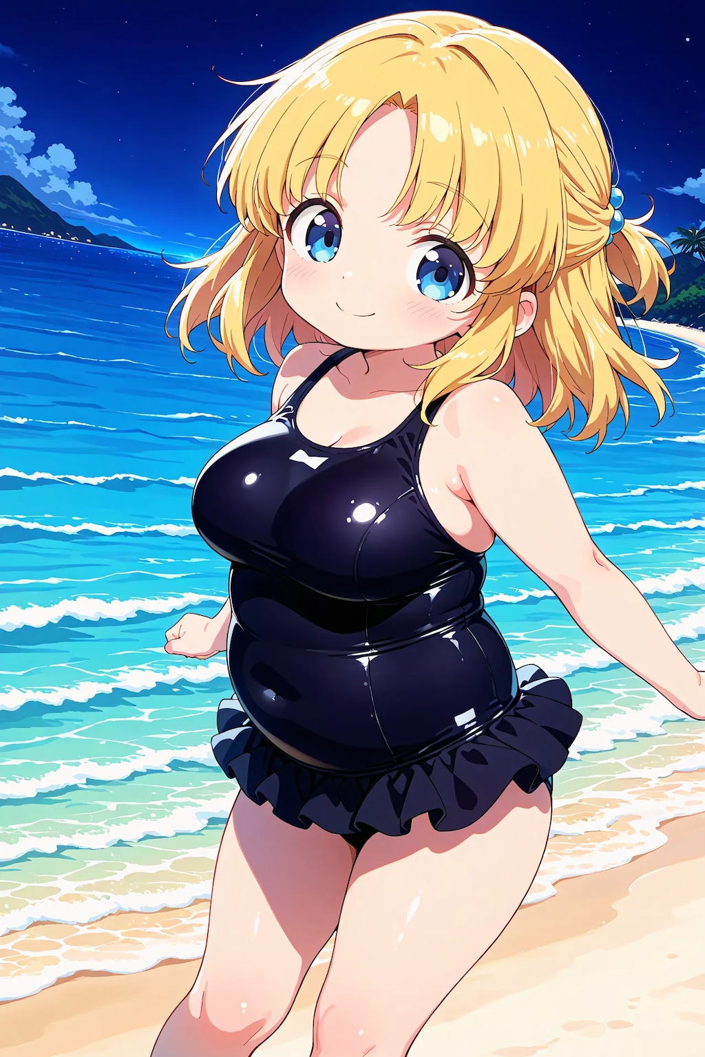 まりあちゃんと夜の海