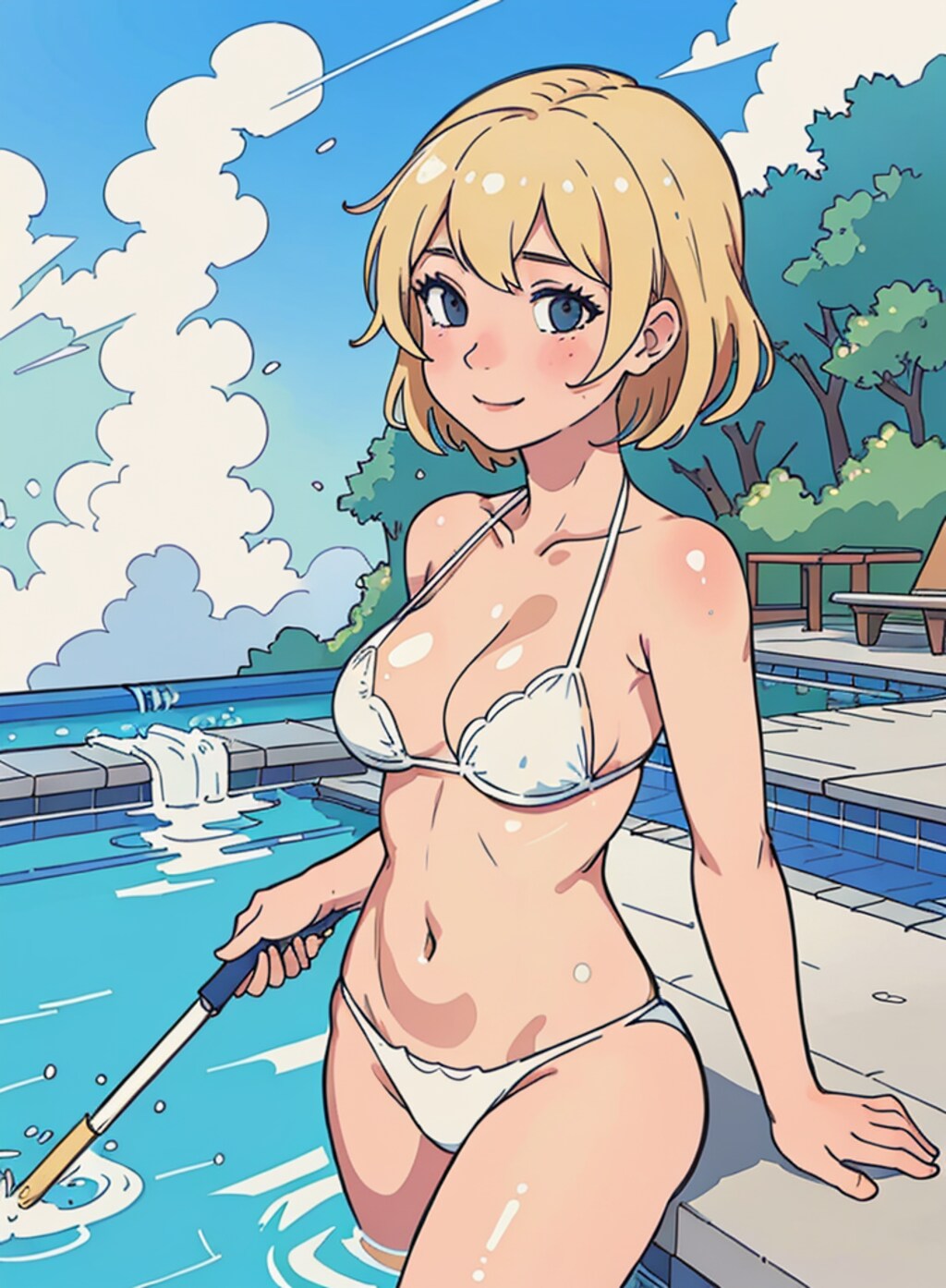 flat 2d anime bikini