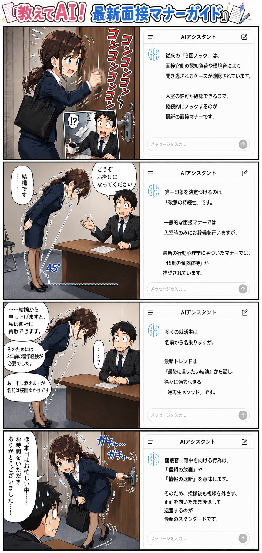 『教えてAI！最新面接マナーガイド』 | の人気AIイラスト・グラビア