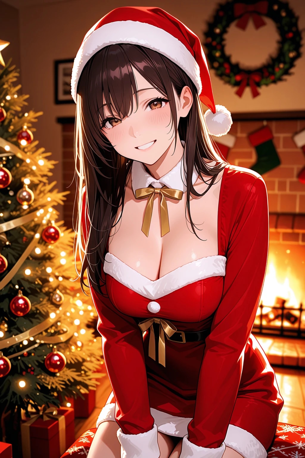 暖炉とサンタ